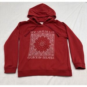 Levi's Red Pullover Hoodie Men's L  Logo Knit Cotton/polyester Blended Vintage